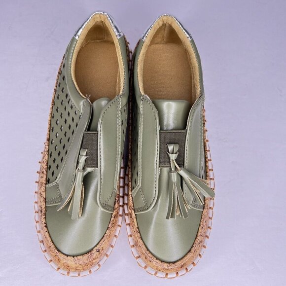 Breathable Avocado Light Weight Womens Size 7 Casual Sneaker Cork- Like Accent - Picture 5 of 9